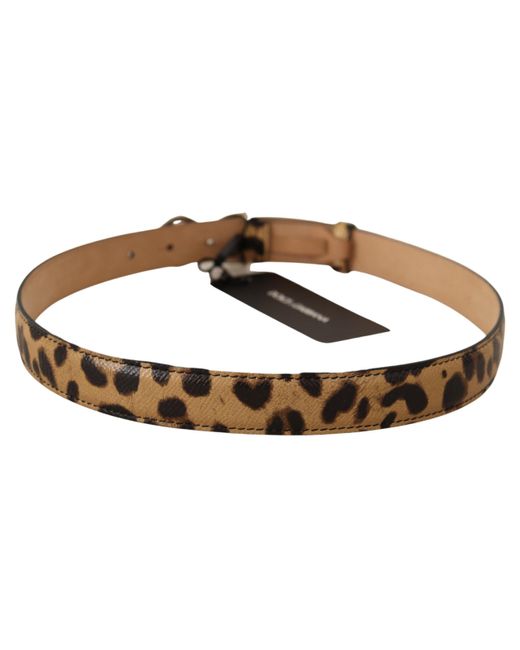 Dolce & Gabbana Black Leopard Leather Dg Crystals Buckle Belt