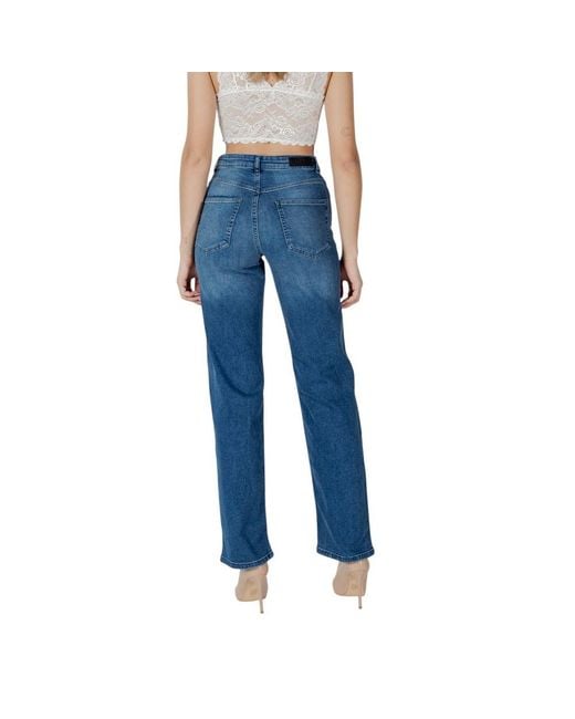Ichi Blue Cotton Relaxed Fit Jeans