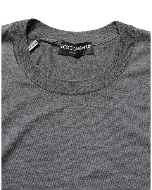 Dolce & Gabbana Gray Long Sleeves Crew Neck Pullover Sweater for men