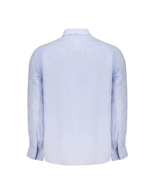 North Sails Blue Azzurro Linen Mens Shirt for men