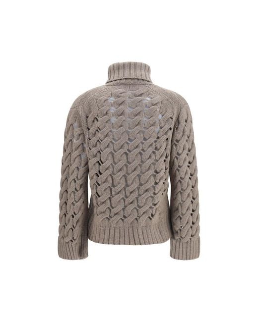 P.A.R.O.S.H. Gray Beige Wool Oves Aries Turtleneck