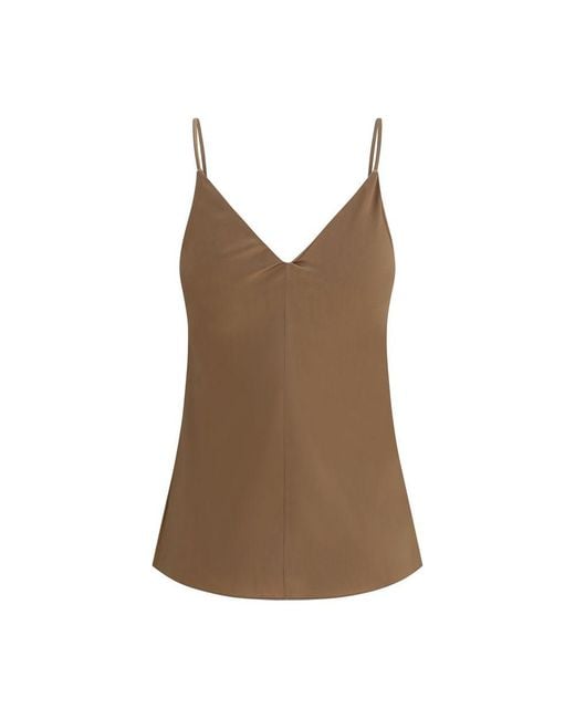 Brunello Cucinelli Brown Silk Sleeveles T