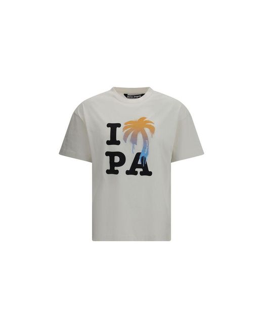 Palm Angels Gray White Cotton T for men
