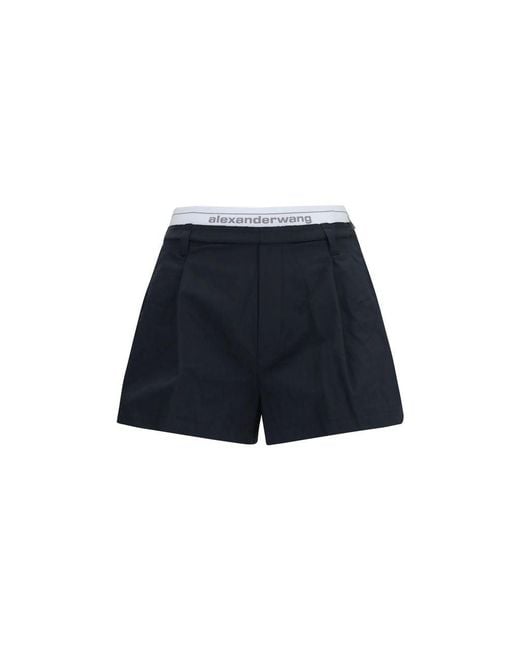 Alexander Wang Blue Black Cotton Bermuda Shorts