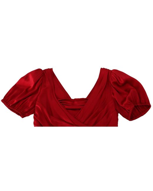 Dolce & Gabbana Red Elegant Silk Stretch Mermaid Dres