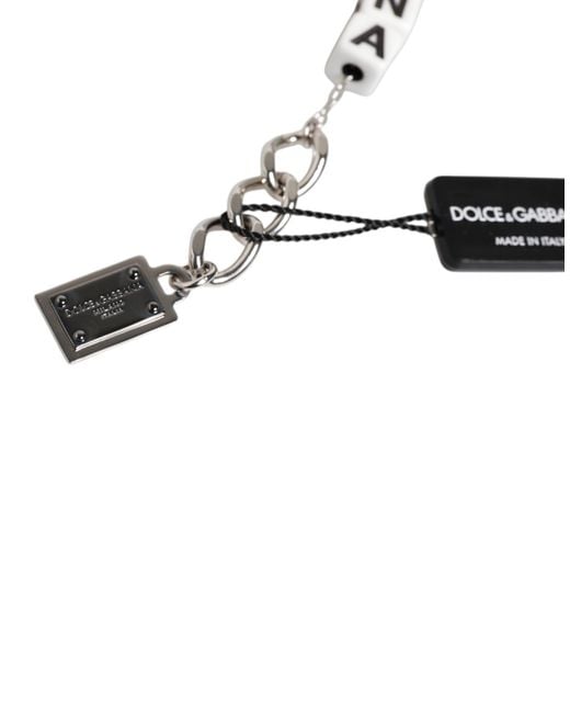 Dolce & Gabbana Metallic Brass Chain Dice Logo Embellished Charm Bracelet