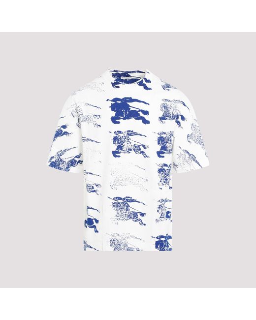 Burberry White And Blue Cotton T for men
