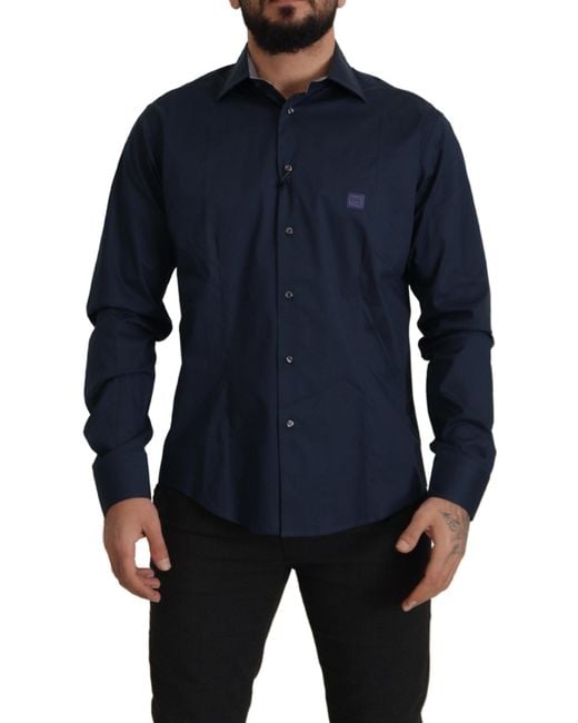 Roberto Cavalli Blue Elegance Cotton Dress Shirt for men
