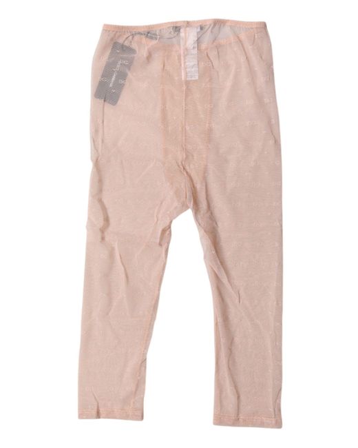Dolce & Gabbana Pink Beige Logo Lace Lingerie Cropped Tights Underwear