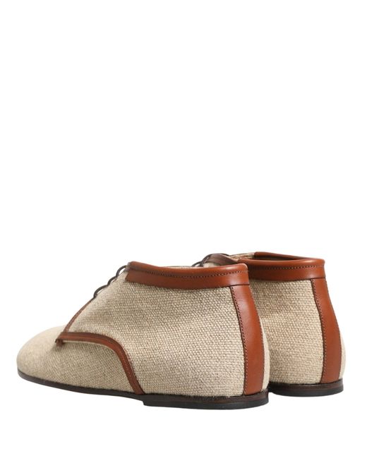Dolce & Gabbana Brown Beige Canvas Lace for men