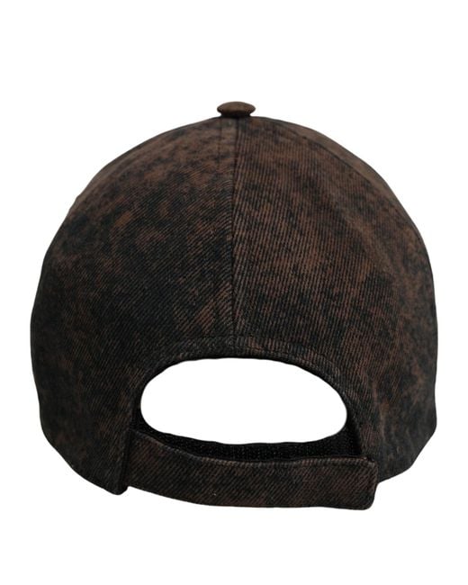 Dolce & Gabbana Black Men Brown Cotton Distressed Baseball Cap Hat for men
