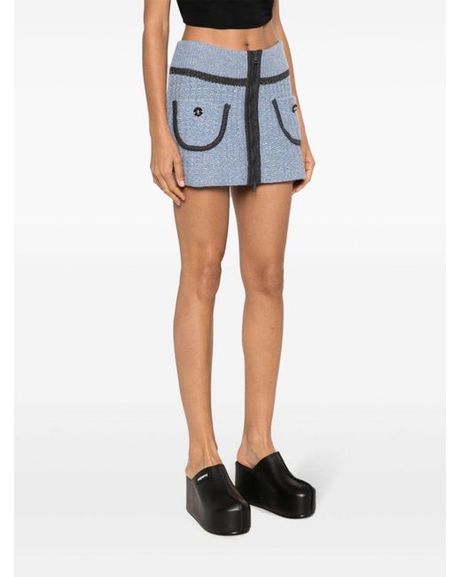 Cormio Blue Chunky-Knit Mini Skirt
