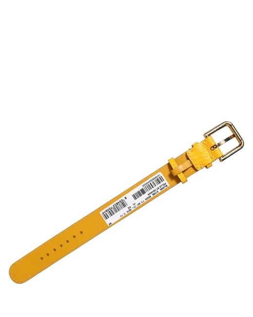 Dolce & Gabbana Orange Yellow Textured Leather Gold Buckle Belt Strap Bracelet