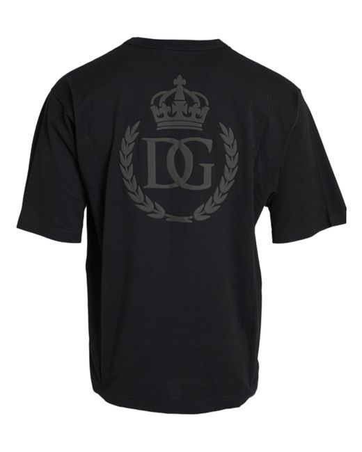Dolce & Gabbana Black Logo Embossed Crew Neck Short Sleeves T-Shirt for men