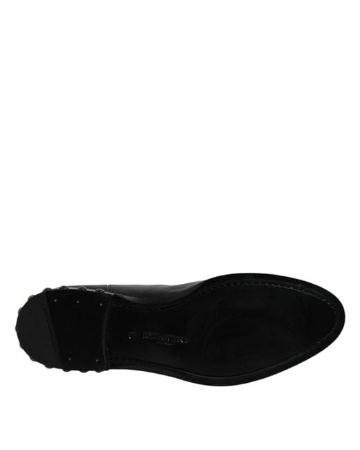 Dolce & Gabbana Black Leather Logo Ankle Boots Studded Shoes for men