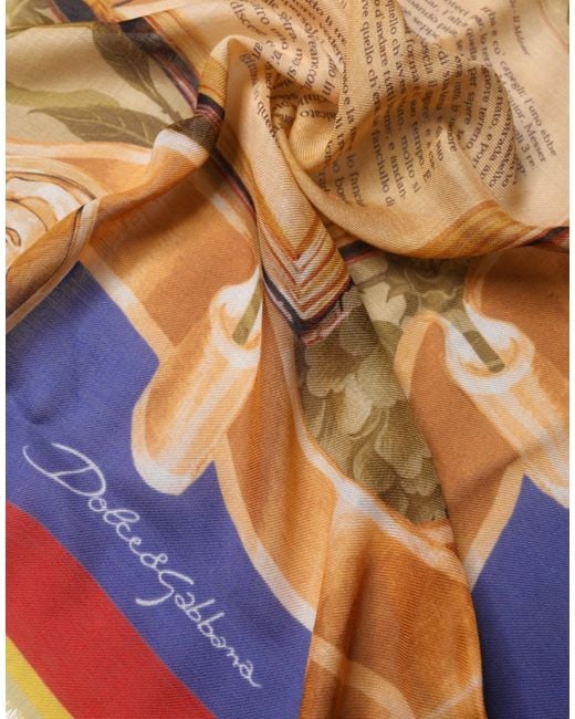 Dolce & Gabbana Multicolor Italy China Shawl Wrap 140Cm X 130Cm Scarf