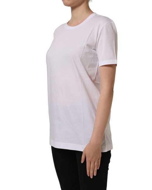 Dolce & Gabbana Blue White Cotton Crew Neck Short Sleeves T