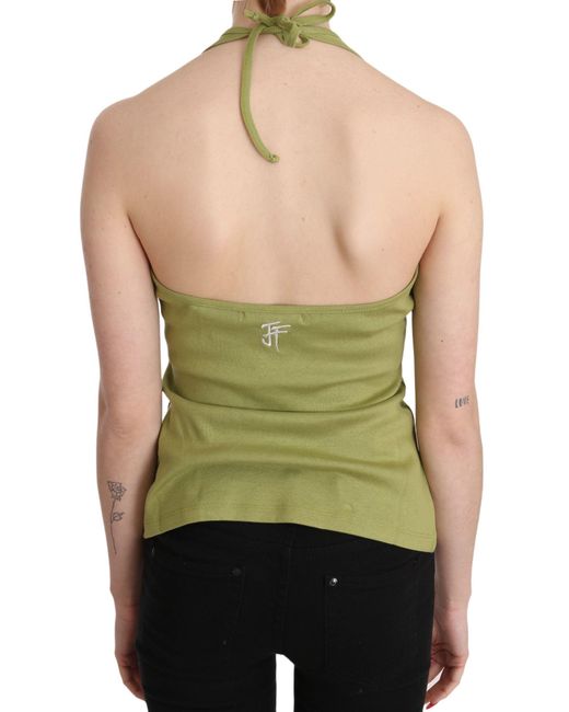 Gianfranco Ferré Green Halter Cotton Sleeveless Casual Tank Top Blouse
