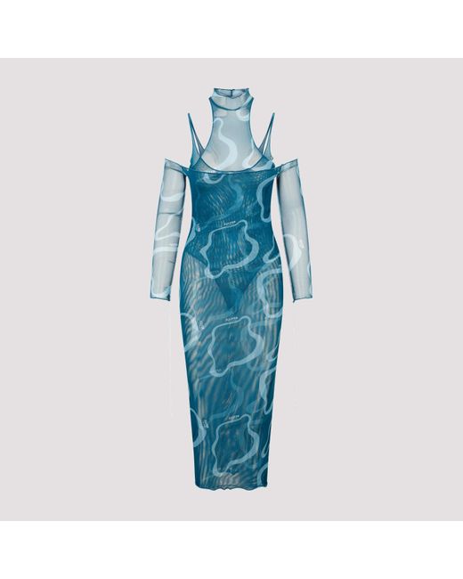 Julfer Blue Petrol Janet Polyester Long Dress