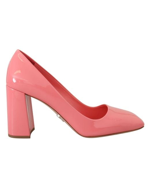 Prada Pink Patent Leather Block Heel Pumps