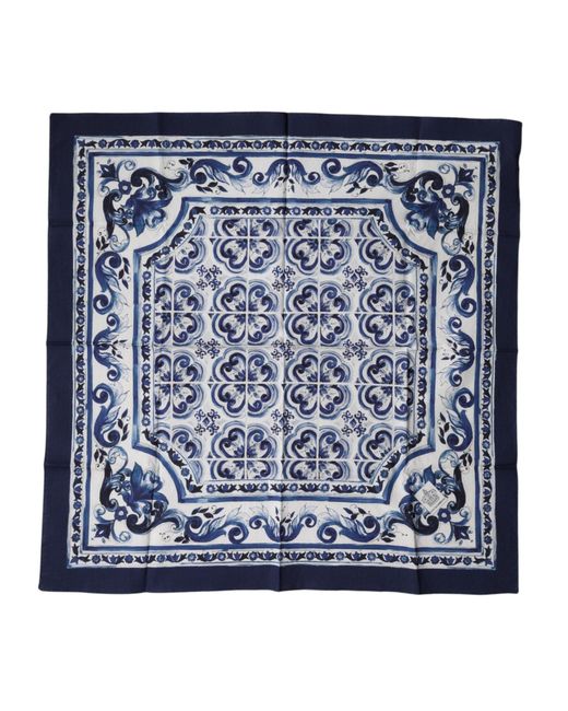 Dolce & Gabbana Blue Lace Stole Cotton Neck Wrap Shawl Scarf