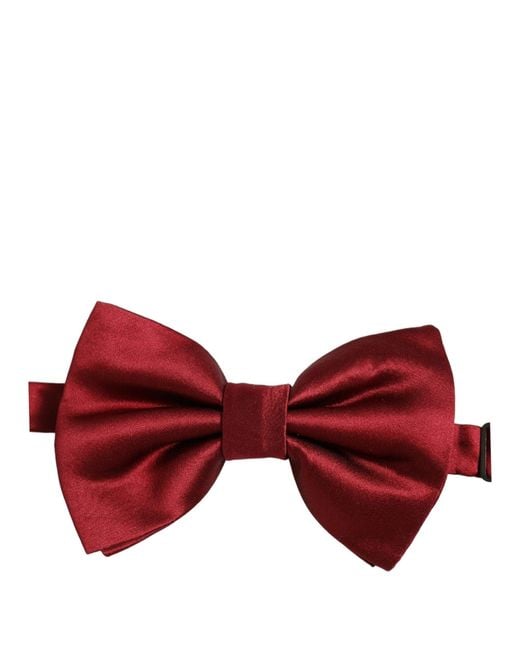 Dolce & Gabbana Men Red 100% Silk Adjustable Neck Papillon Bow Tie for men