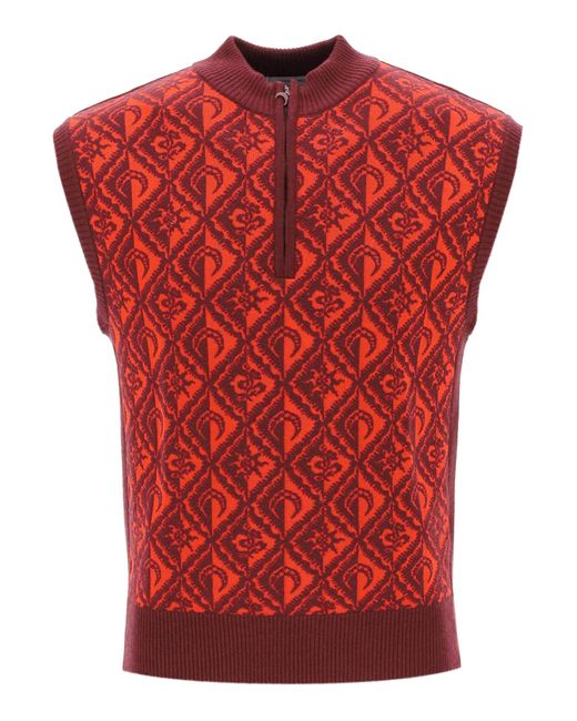 MARINE SERRE Red Moon Diamant Jacquard Knit Vest for men