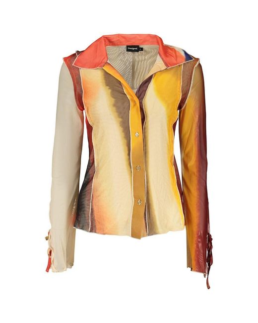 Desigual Yellow Beige Polyester Shirt