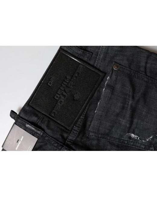 DSquared² Black Cotton Low Waist Skinny Denim Jeans for men