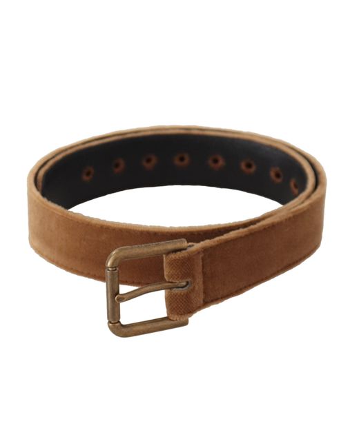 Dolce & Gabbana Brown Elegant Engraved Buckle Leather Belt