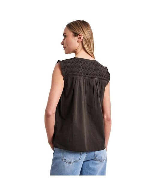 Street One Black Brown Cotton Blouse
