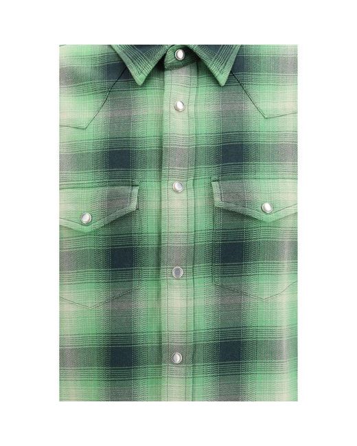 Tom Ford Green Bicolor Cotton Pattern Shirt for men