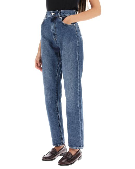 Loulou Studio Blue Cropped Straight Cut Jeans