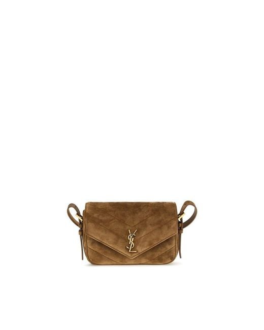 Saint Laurent Brown Suede Leather Shoulder Bag