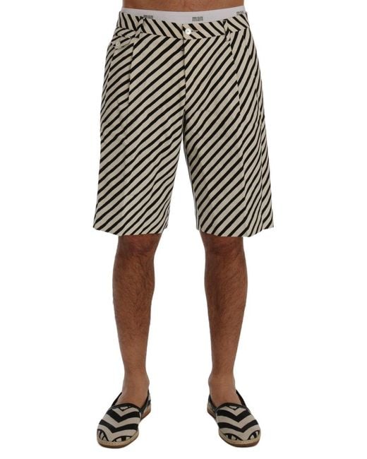 Dolce & Gabbana Black Striped Hemp Casual Shorts for men