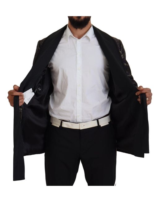 Dolce & Gabbana Black Baroque Jacquard Wrap Jacket for men