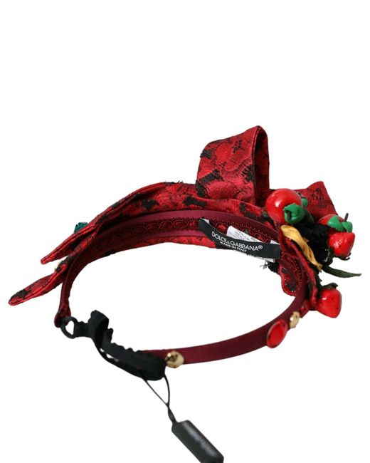 Dolce & Gabbana Red Cherry Sicily Embellished Hairband Diadem