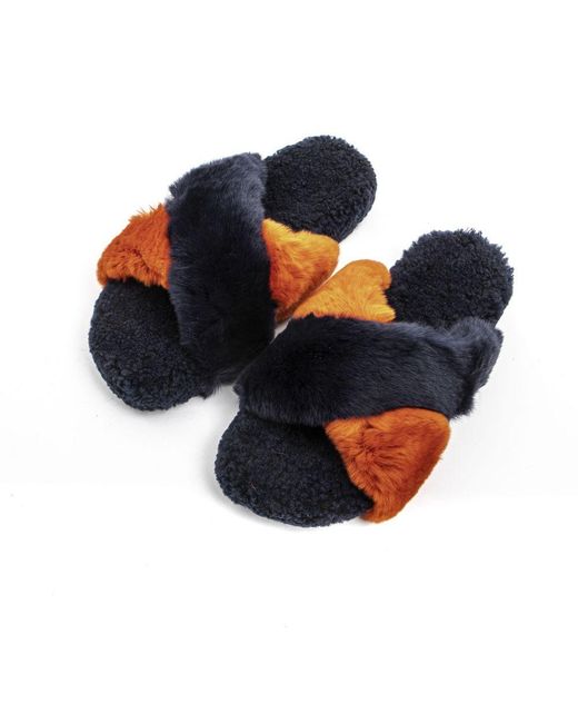 MR & MRS Blue Rabbit Fur Sandal