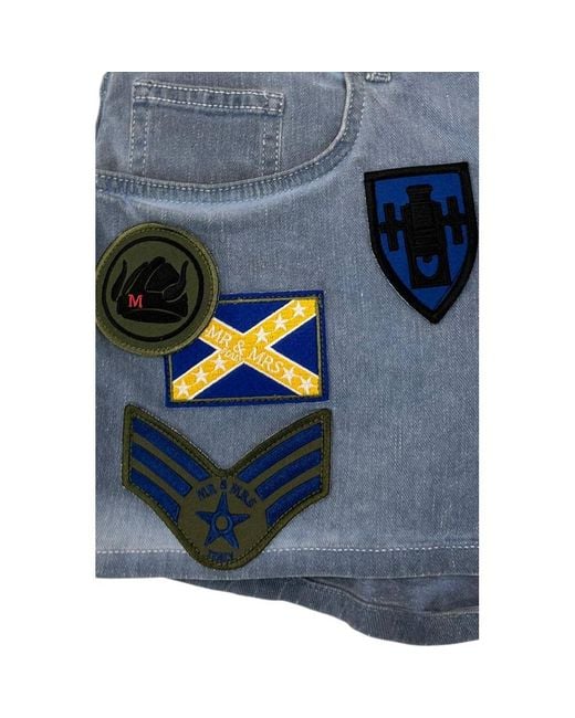 MR & MRS Blue Cotton Shorts