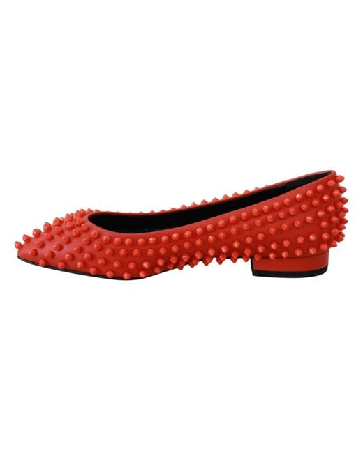 Philipp Plein Red Vibrant Pointed Leather Flats