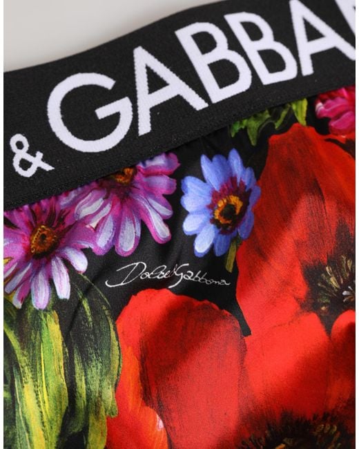 Dolce & Gabbana Blue Multicolor Floral Print High Waist Panty Underwear