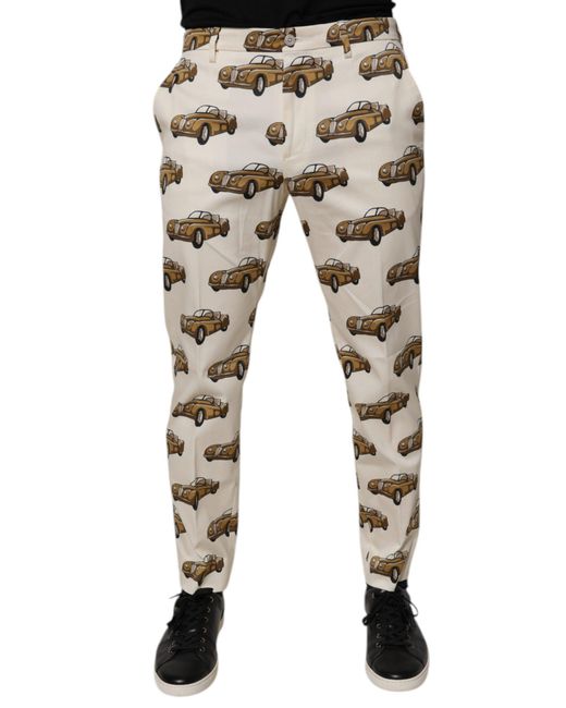 Dolce & Gabbana Multicolor Off White Cars Cotton Skinny Men Denim Jeans for men