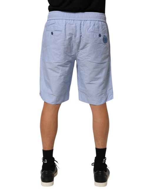Dolce & Gabbana Light Blue Linen Mid Waist Men Bermuda Shorts for men