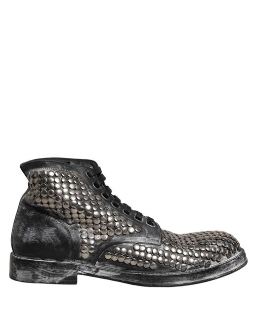 Dolce & Gabbana Black Leather Runway Studs Ankle Boots Shoes for men