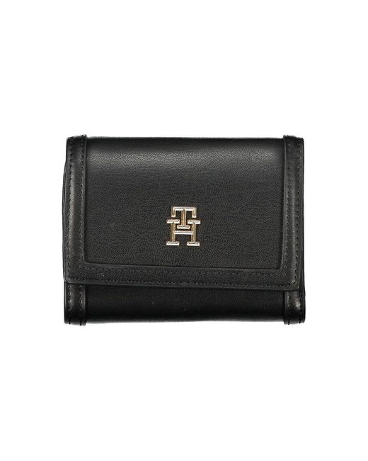 Tommy Hilfiger Black Sleek Double-Spaced Wallet With Logo for men