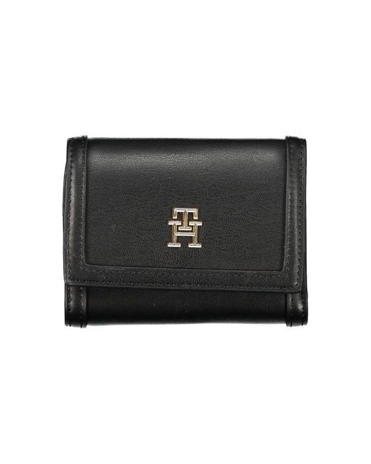 Tommy Hilfiger Black Sleek Double-Spaced Wallet With Logo