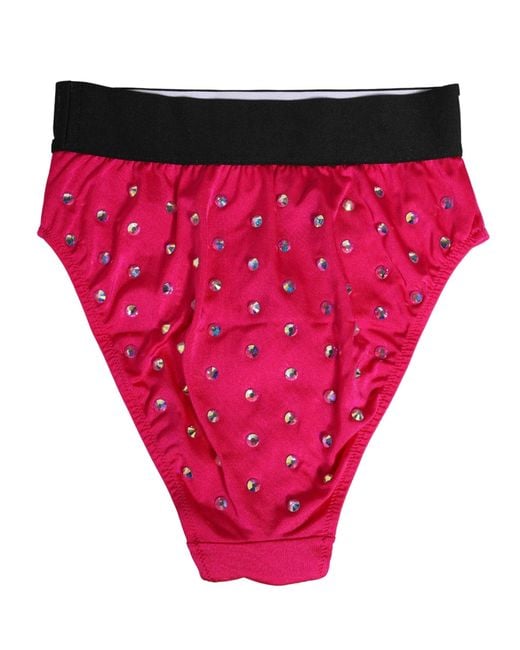 Dolce & Gabbana Pink Crystal High Waist Brief Panty Underwear
