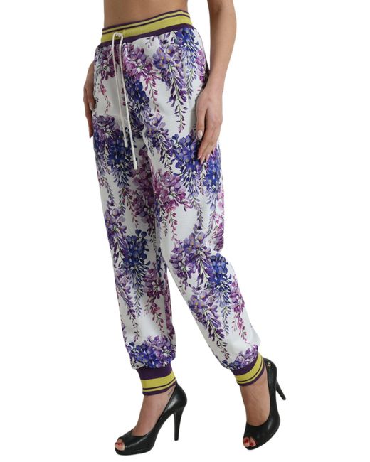 Dolce & Gabbana Blue Elegant Floral Jogger Pant For A Chic Look