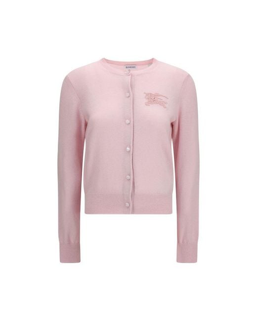 Burberry Pink Multicolor Wool Oves Aries Cardigan
