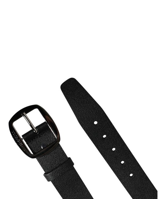 Dolce & Gabbana Men Black Classic Leather Metal Buckle Belt for men